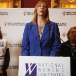 Chris Turner, who was denied health insurance coverage because she is a rape survivor, speaks at a news conference announcing the Being A Woman Is Not A Pre-Existing Condition campaign on Tuesday, Oct. 20, 2009 in Washington, DC.