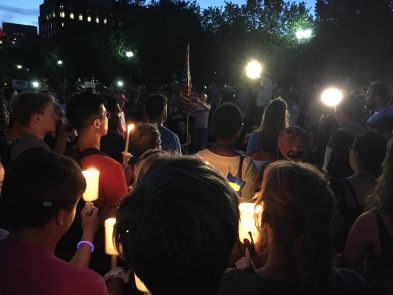 People gathered in front of the White House for a vigil in honor of the victims on June 12, 2016.