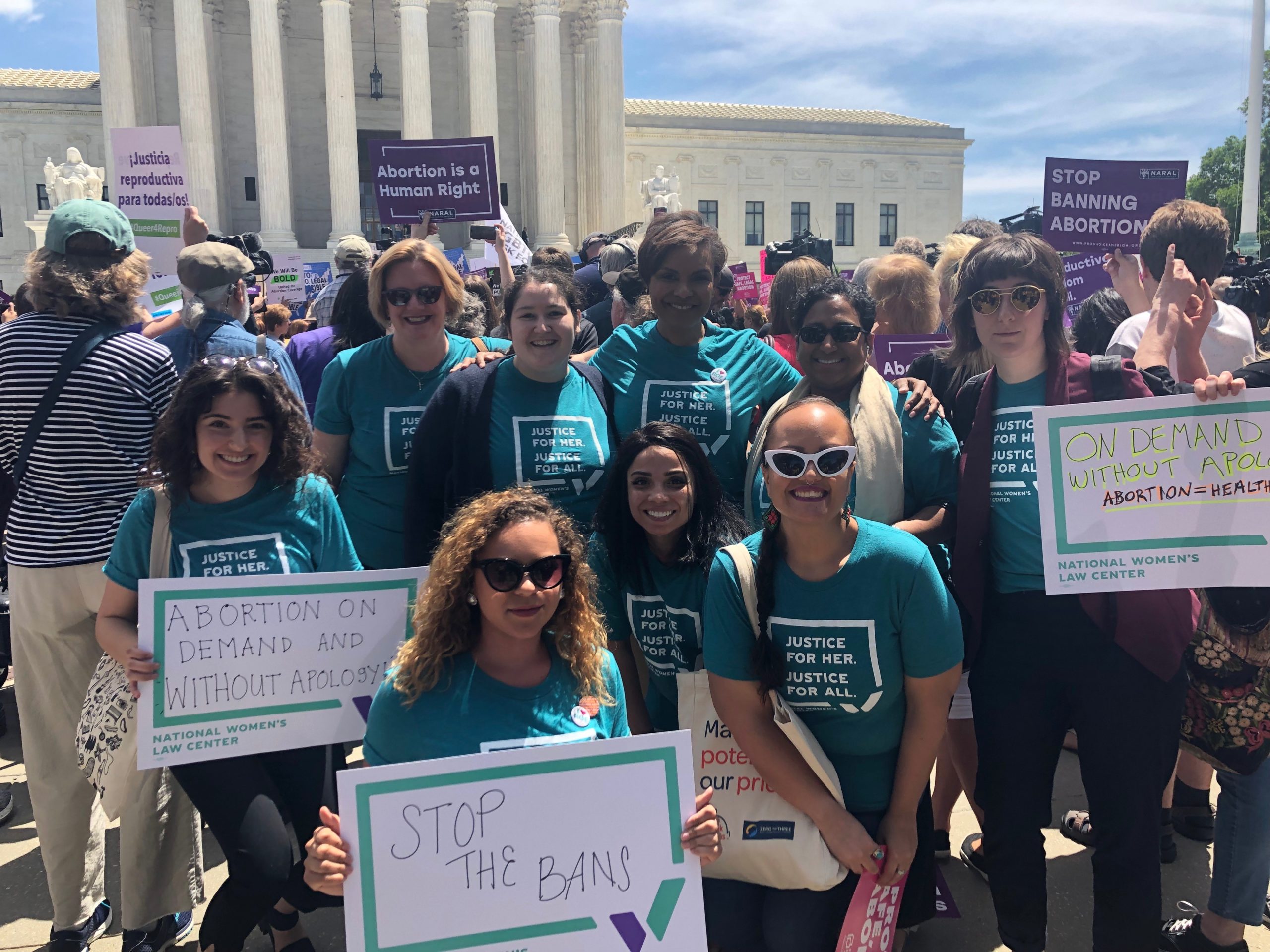 NWLC staff at the Stop The Bans rally outside the Supreme Court.