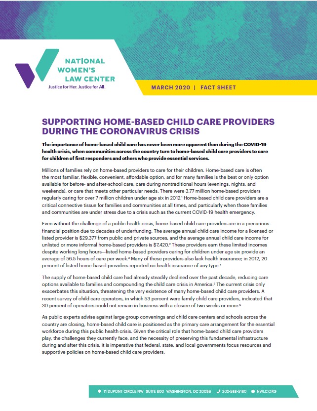 Supporting Home-Based Child Care Providers During the Coronavirus ...