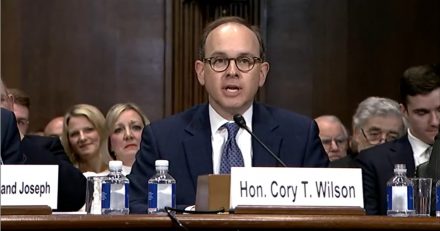 Cory Wilson testifying in front of the Senate Judiciary Committee.