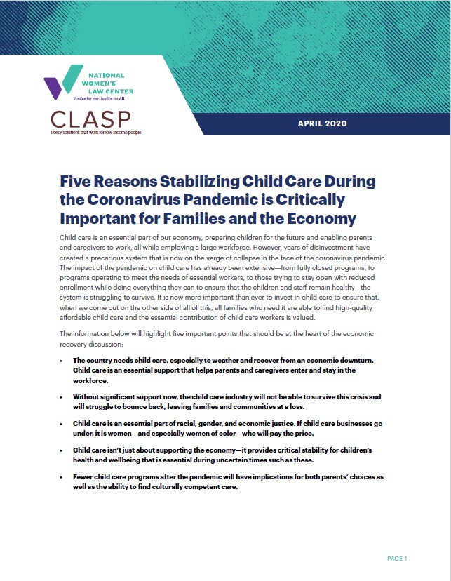 Five Reasons Stabilizing Child Care During the Coronavirus Pandemic Is ...