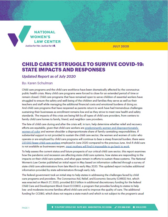 Child Care's Struggle to Survive COVID-19: State Impacts and Responses ...