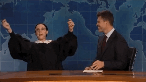 Kate McKinnon playing Ruth Bader Ginsburg on Saturday Night Live
