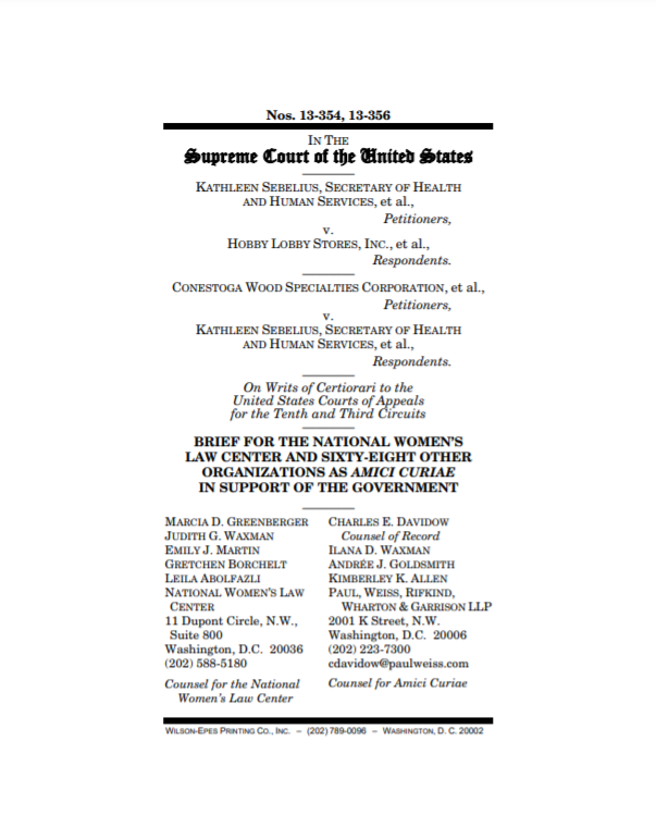 Nwlc Files Supreme Court Amicus Brief Supporting The Birth Control