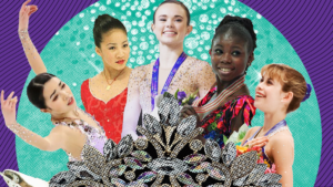 A collage of Olympic figure skating legends.