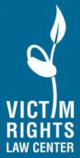 Victim's rights law center VRLC logo_sharp corners_white on blue_small